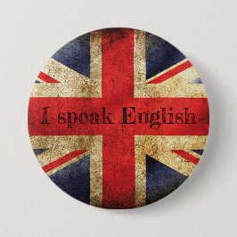 Chapa Redonda De 7 Cm Insignia bandera I speak English