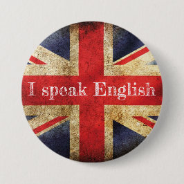 Chapa Redonda De 7 Cm Insignia bandera I speak English