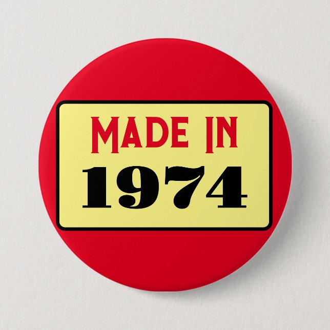 Chapa Redonda De 7 Cm Insignia de 50 años de estilo retro 1974 (Anverso)