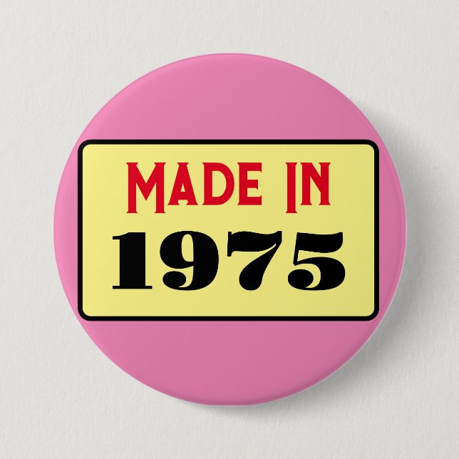 Chapa Redonda De 7 Cm Insignia de 50 años de estilo retro 1975 (Anverso)