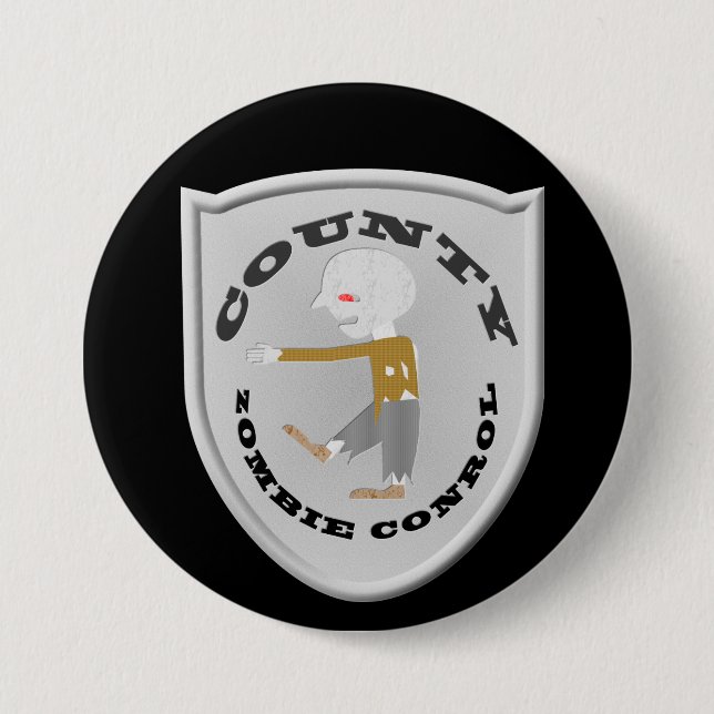 Chapa Redonda De 7 Cm Insignia de control de zombi del condado (Anverso)