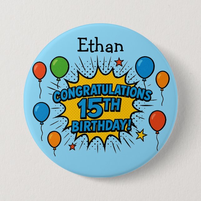 Chapa Redonda De 7 Cm Insígnia de cumpleaños personalizada (Anverso)
