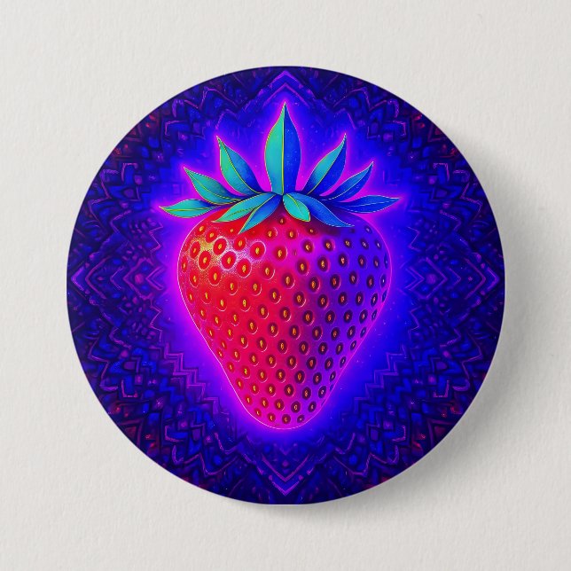 Chapa Redonda De 7 Cm insignia de Fresa Neon (Anverso)