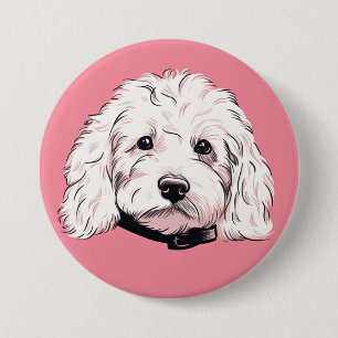 Chapa Redonda De 7 Cm Insignia del Mascota de maltipoo blanco