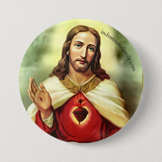 Chapa Redonda De 7 Cm insignia del sagrado corazón