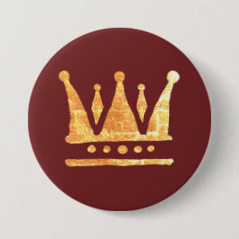 Chapa Redonda De 7 Cm Insignia redonda de la corona dorada