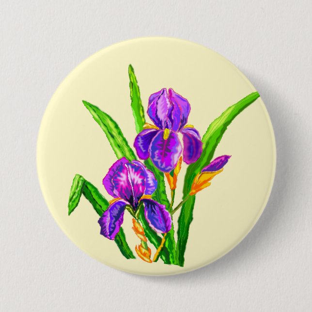 Chapa Redonda De 7 Cm Iris Flowers Button Iriris - Su color - Texto (Anverso)
