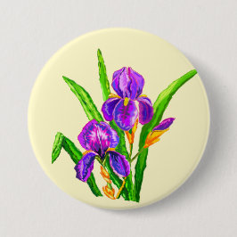 Chapa Redonda De 7 Cm Iris Flowers Button Iriris - Su color - Texto