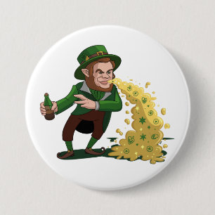 Chapa Redonda De 7 Cm Irlandés Leprechaun Tossing Lucky Cookies Funny