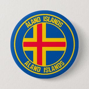 Chapa Redonda De 7 Cm Islas Åland Ronda Emblem
