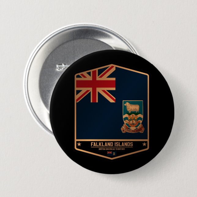 Chapa Redonda De 7 Cm Islas Malvinas (Anverso y reverso)
