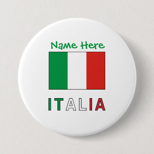 Chapa Redonda De 7 Cm Italia Italiana Bandiera Personalización Verde