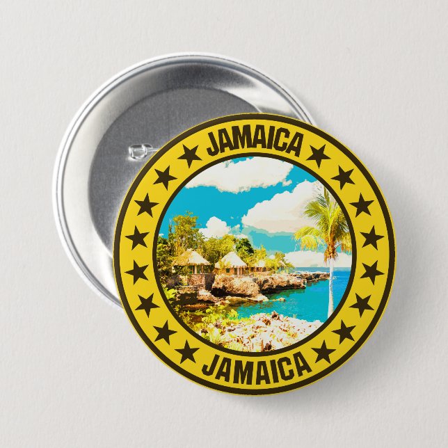 Chapa Redonda De 7 Cm Jamaica (Anverso y reverso)