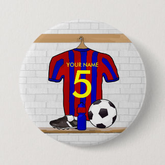 Chapa Redonda De 7 Cm Jersey de fútbol rojo y azul personalizado del