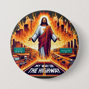 Chapa Redonda De 7 Cm Jesucristo mi camino o el camino al infierno el ar