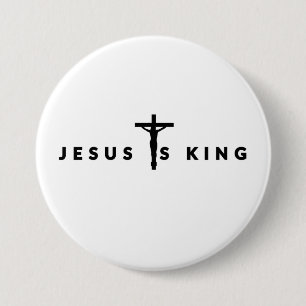 Chapa Redonda De 7 Cm Jesús Es Rey Texto Negro
