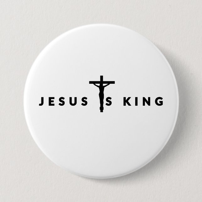 Chapa Redonda De 7 Cm Jesús Es Rey Texto Negro (Anverso)