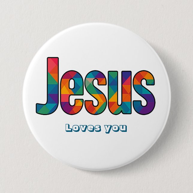 Chapa Redonda De 7 Cm Jesus geometric pattern  (Anverso)
