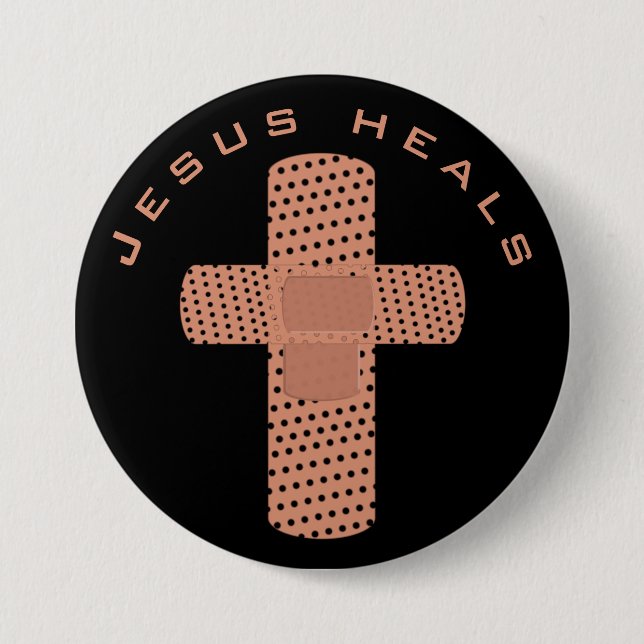 Chapa Redonda De 7 Cm Jesus Heals (Anverso)