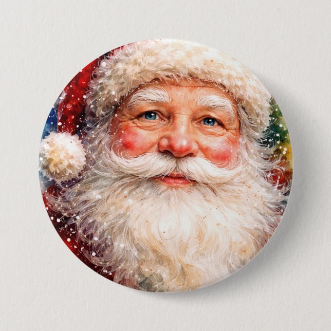 Chapa Redonda De 7 Cm Jolly Christmas Santa Portrait (Anverso)