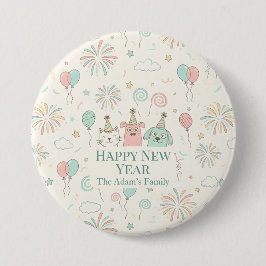 Chapa Redonda De 7 Cm Joyful Happy New Year 2026 