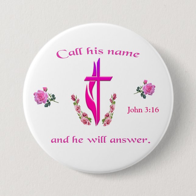 Chapa Redonda De 7 Cm Juan 3:16 (Anverso)