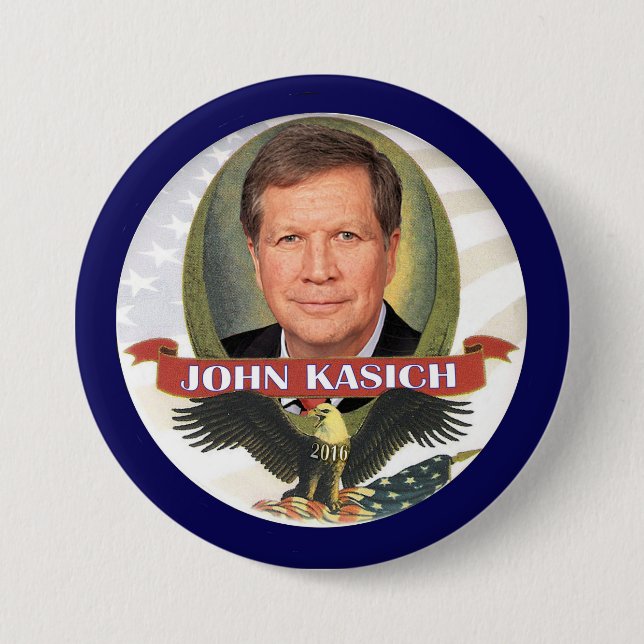 Chapa Redonda De 7 Cm Juan Kasich 2016 (Anverso)