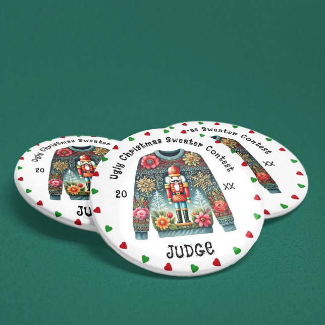 Chapa Redonda De 7 Cm Juez de suéter de Navidades feos (Subido por el creador)