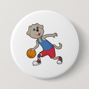 Chapa Redonda De 7 Cm Jugador de baloncesto Dog