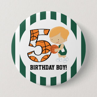 Chapa Redonda De 7 Cm Jugador de baloncesto verde y blanco v2