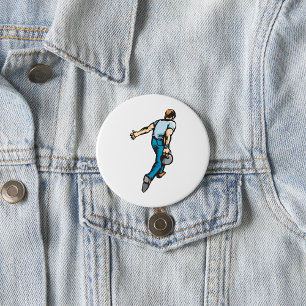 Chapa Redonda De 7 Cm Jugador de boliche retro lanzando bolas