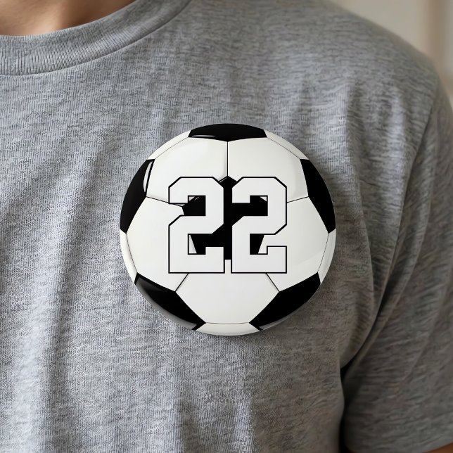 Chapa Redonda De 7 Cm Jugador de fútbol Personalizado Jersey Número/Vent (Custom soccer button with personalized player jersey number or letters.)