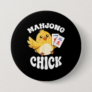 Chapa Redonda De 7 Cm Jugador de juegos de mesa de Mahjong Chick