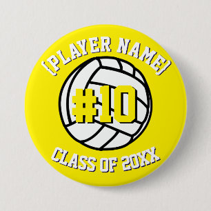 Chapa Redonda De 7 Cm Jugador de voleibol Personalizado amarillo y clase