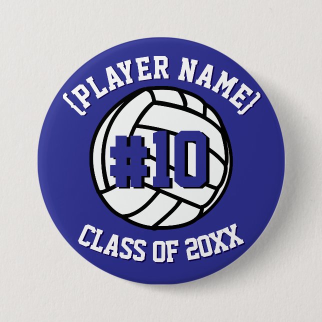 Chapa Redonda De 7 Cm Jugador de voleibol personalizado y Clase (Anverso)