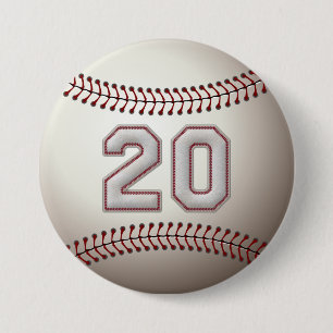 Chapa Redonda De 7 Cm Jugador número 20 - el béisbol fresco cose los