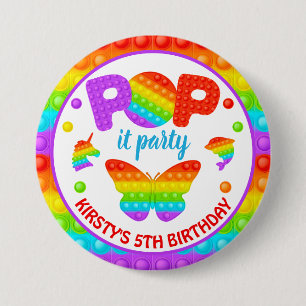 Chapa Redonda De 7 Cm Juguete para inquietos Pop It Arcoíris Cumpleaños