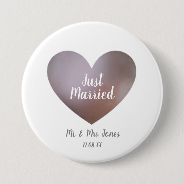 Chapa Redonda De 7 Cm Just married pearl and purple heart keyring (Anverso)