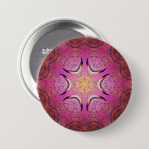 Chapa Redonda De 7 Cm Kaleidoscopio del corazón radiante