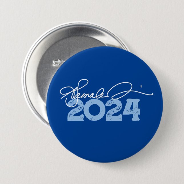 Chapa Redonda De 7 Cm Kamala 2024 Firma (Anverso y reverso)