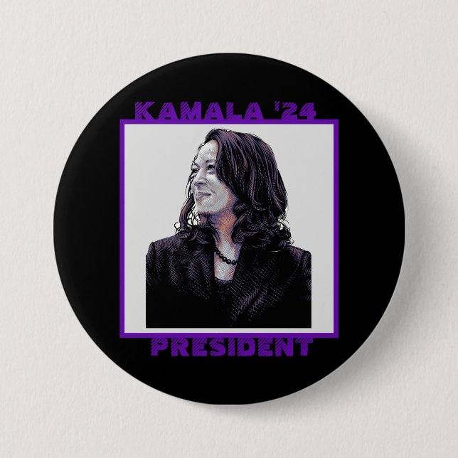 Chapa Redonda De 7 Cm Kamala a la presidencia 2024 (Anverso)