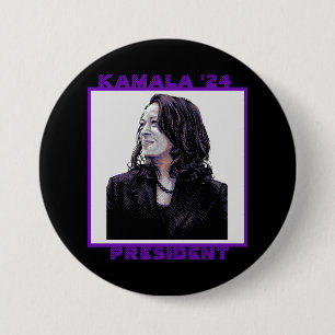 Chapa Redonda De 7 Cm Kamala a la presidencia 2024