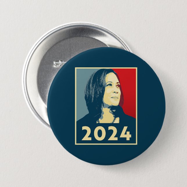 Chapa Redonda De 7 Cm Kamala Harris 2024 (Anverso y reverso)