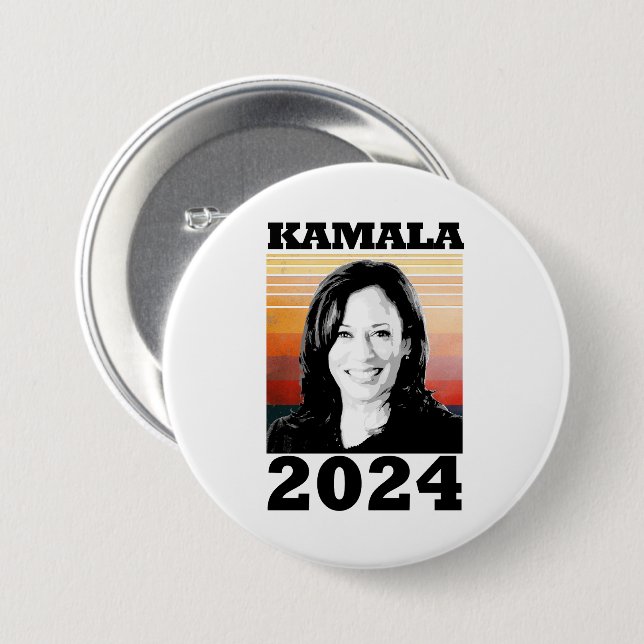 Chapa Redonda De 7 Cm Kamala Harris 2024 (Anverso y reverso)