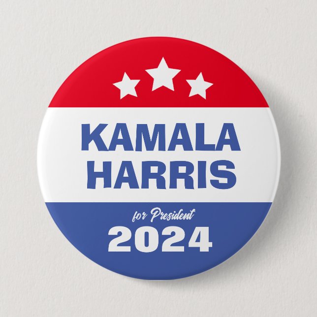Chapa Redonda De 7 Cm Kamala Harris 2024 Presidente Por El Voto Popular (Anverso)