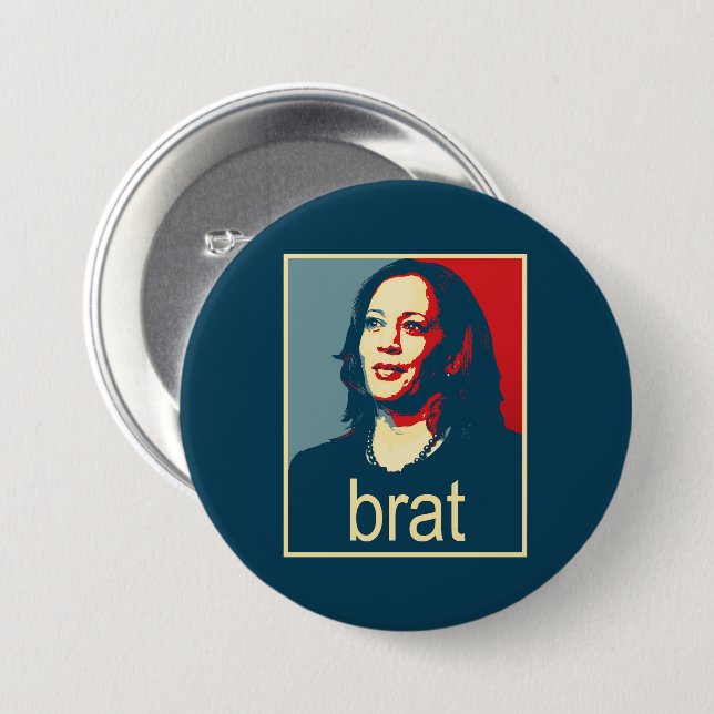 Chapa Redonda De 7 Cm Kamala Harris es brat (Anverso y reverso)