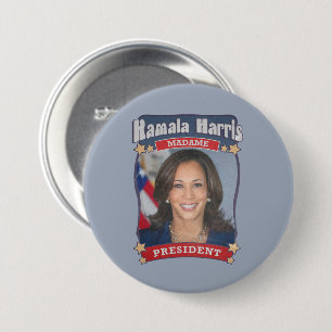 Chapa Redonda De 7 Cm Kamala Harris Madame President Card