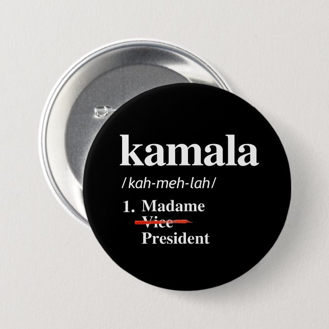 Chapa Redonda De 7 Cm Kamala Harris Madame Vicepresidenta (Anverso y reverso)
