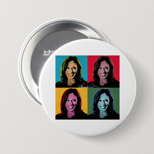 Chapa Redonda De 7 Cm KAMALA HARRIS Pop Art (Anverso y reverso)