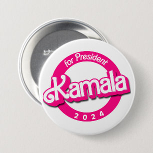 Chapa Redonda De 7 Cm Kamala Harris por el presidente en rosa